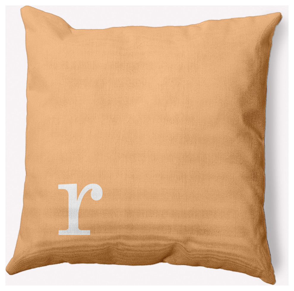 26"x26" Modern Monogram Decorative Throw Pillow, Pale Gold