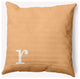 26"x26" Modern Monogram Decorative Throw Pillow, Pale Gold