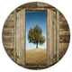 Window Open To Solitary Tree, Landscape Round Metal Wall Art, 23"