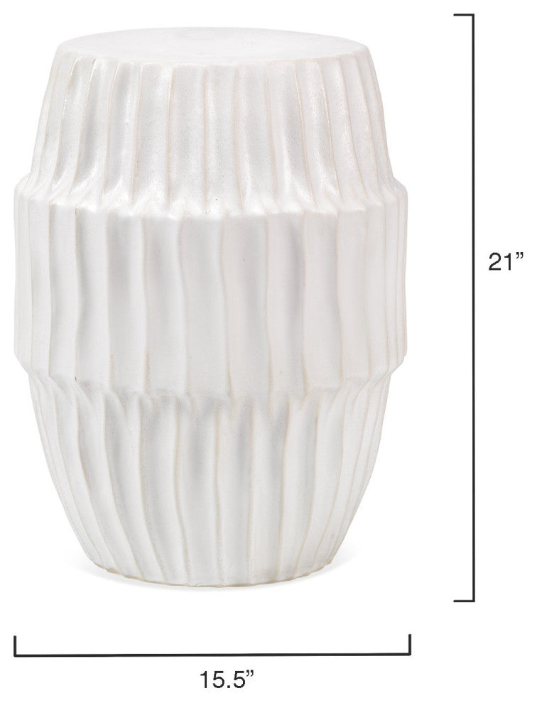 Modern Organic Shape Matte White Ripple Side Table Coastal Modern Drum Accent