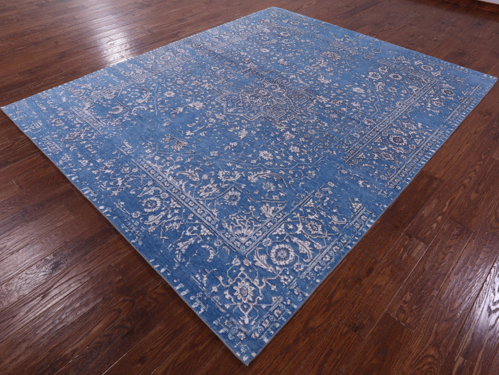 8' 1" X 9' 10" Persian Heriz Serapi Handmade Wool & Silk Rug - Q15764