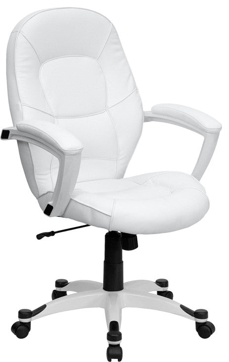 Flash Furniture Mid-Back Leather Executive Office Chair in White