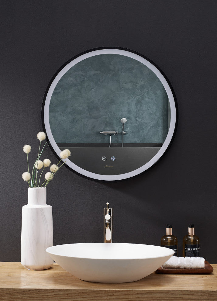 Cirque Round LED Mirror, 24", No Bluetooth