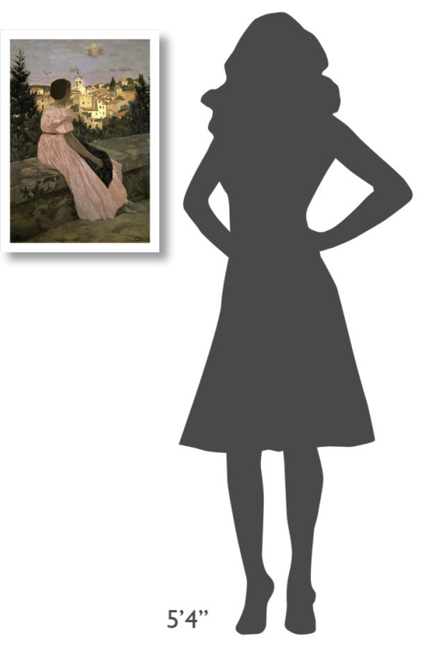 "The Pink Dress (View of Castelnau-le-Lez, Herault)" Paper Art, 17"x24"