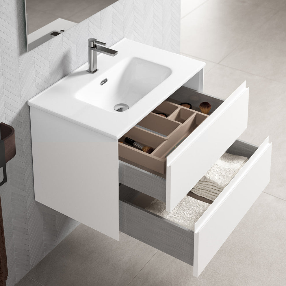 WS Bath Collections Perla C70 Perla 28" Wall Mounted Single Basin - Glossy