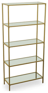 Marcello Glass Shelves Bookcase, Gold