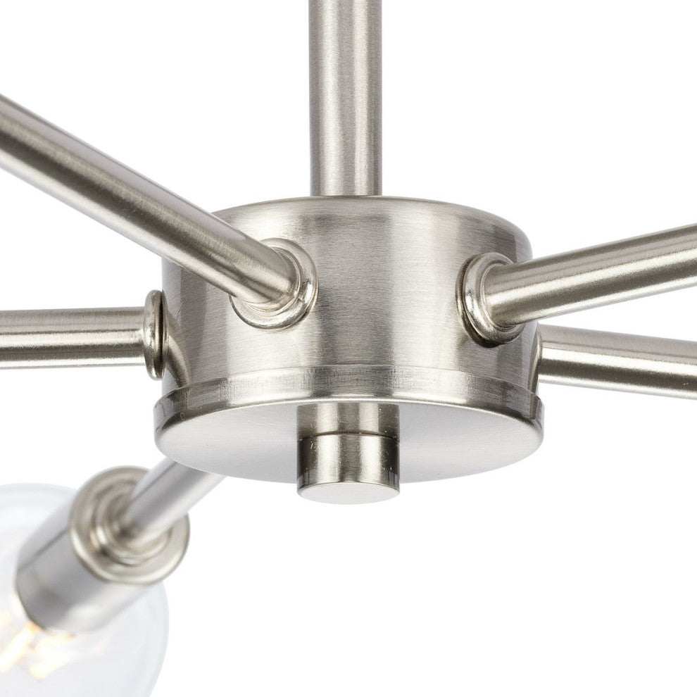 Delayne Collection 16" 5-Light Brushed Nickel Etched Glass Semi-Flush Light