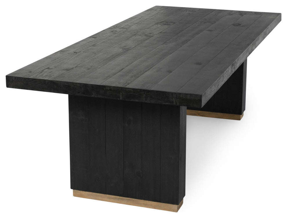 Kosas Home Lynx 94" Reclaimed Pine Wood Dining Table, Black