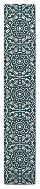 Folk Floral Teal 16x90 Cotton Twill Runner