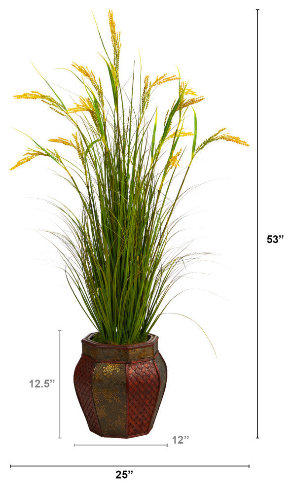 Nearly Natural 53" Wheat Grain Artificial Plant, Decorative Planter