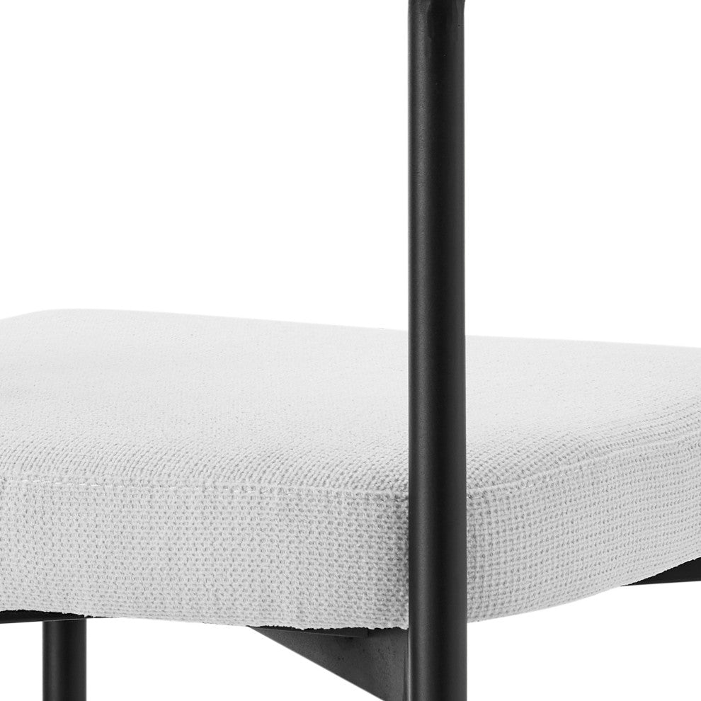 Shannon Dining Chair With Matte Black Iron and Cream Fabric, Set of 2