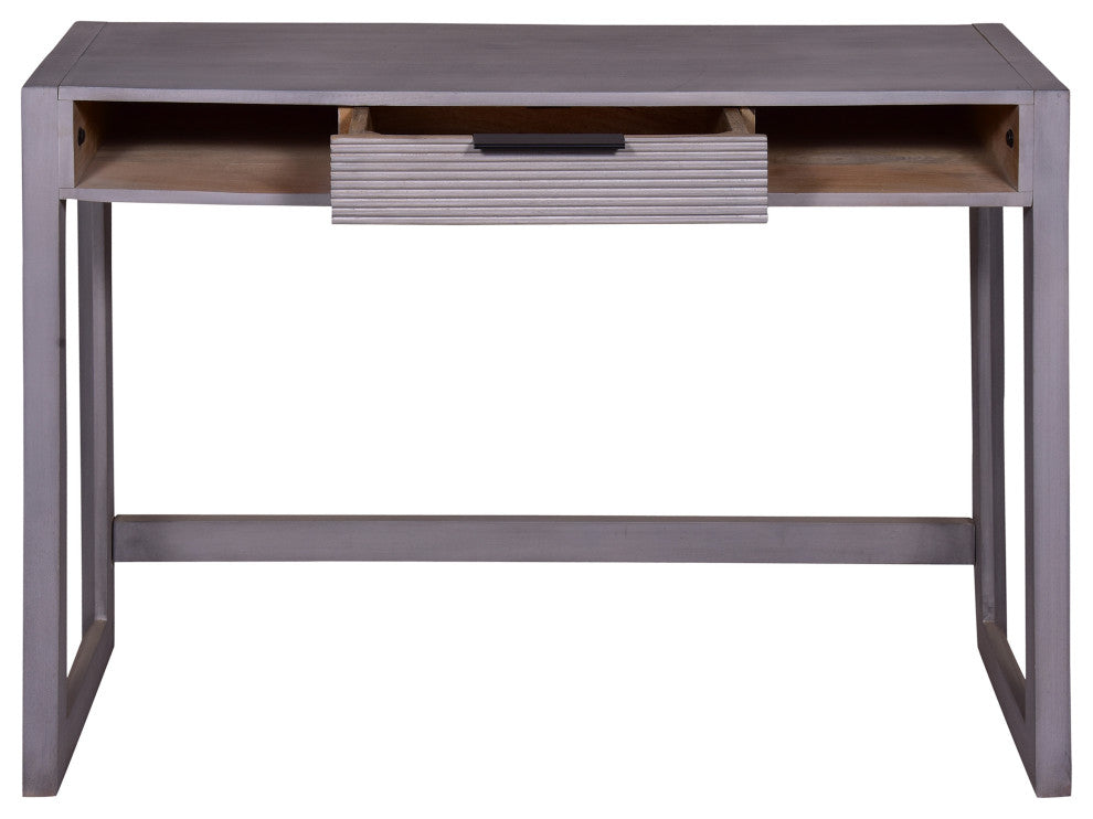 Benzara UPT-272547 Single Drawer, Mango Wood, Entryway Console Table Desk, Gray