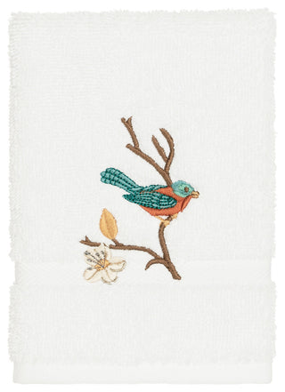 Linum Home Textiles Spring Time Embellished, White, Washcloth, Single