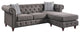Benzara BM251169 Reversible Sectional Sofa, Button Tufting and Rolled Arms, Gray
