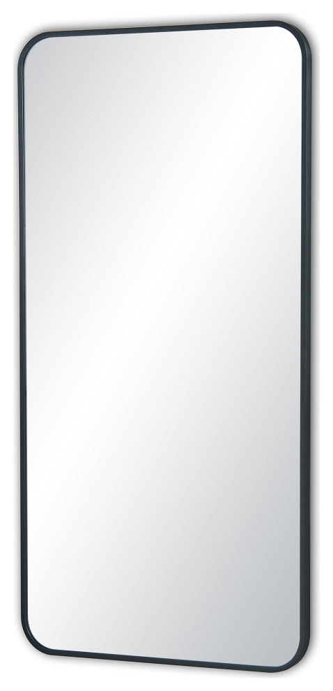 Shatterproof Wall Mount Metal Frame Mirror, FM2, Matte Black, 18"x36"