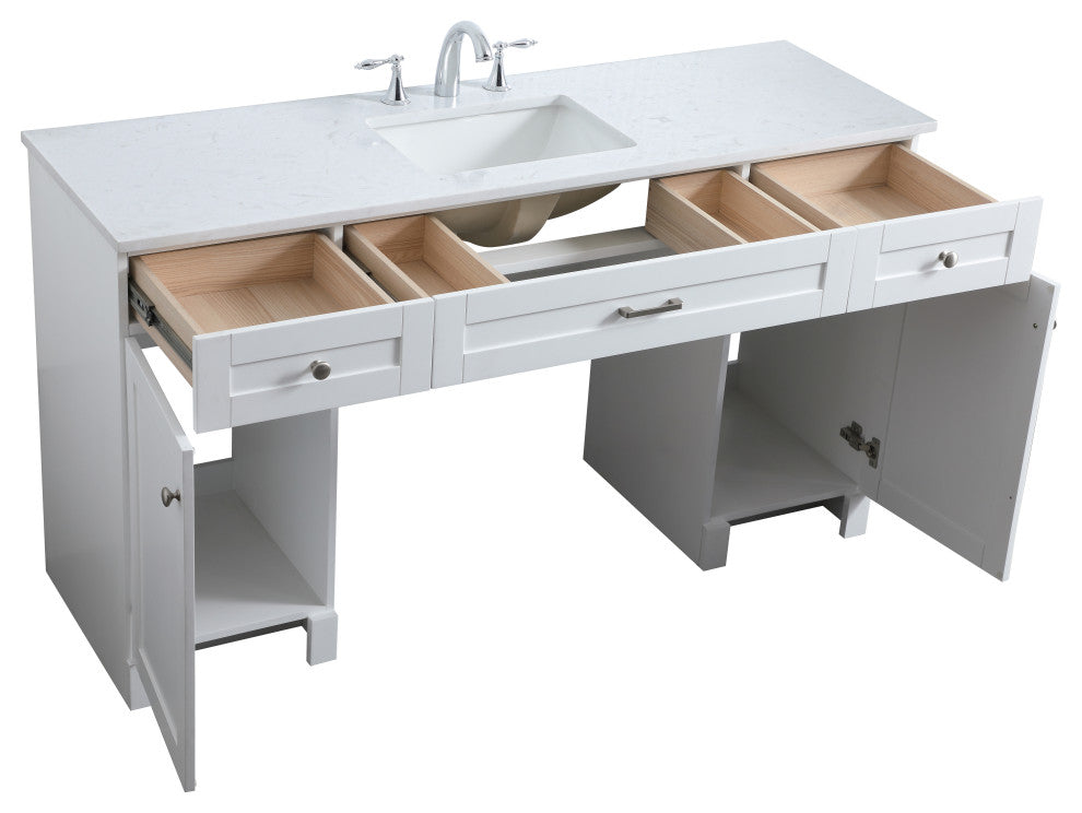 60" ADA Compliant Bathroom Vanity, White