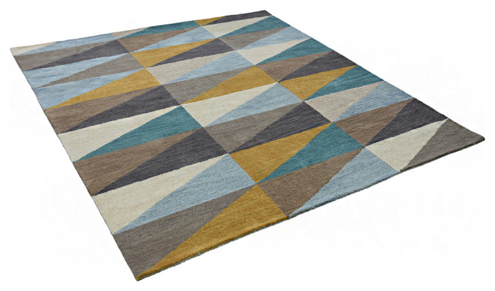 HAND TUFTED WOOL ECO-FRIENDLY AREA RUGS, Multicolor Color, Geometric Design