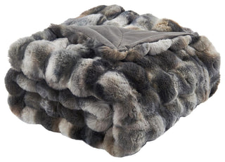 Tie-Dyeing Heavy Faux Fur Throw Blanket, Black/Grey