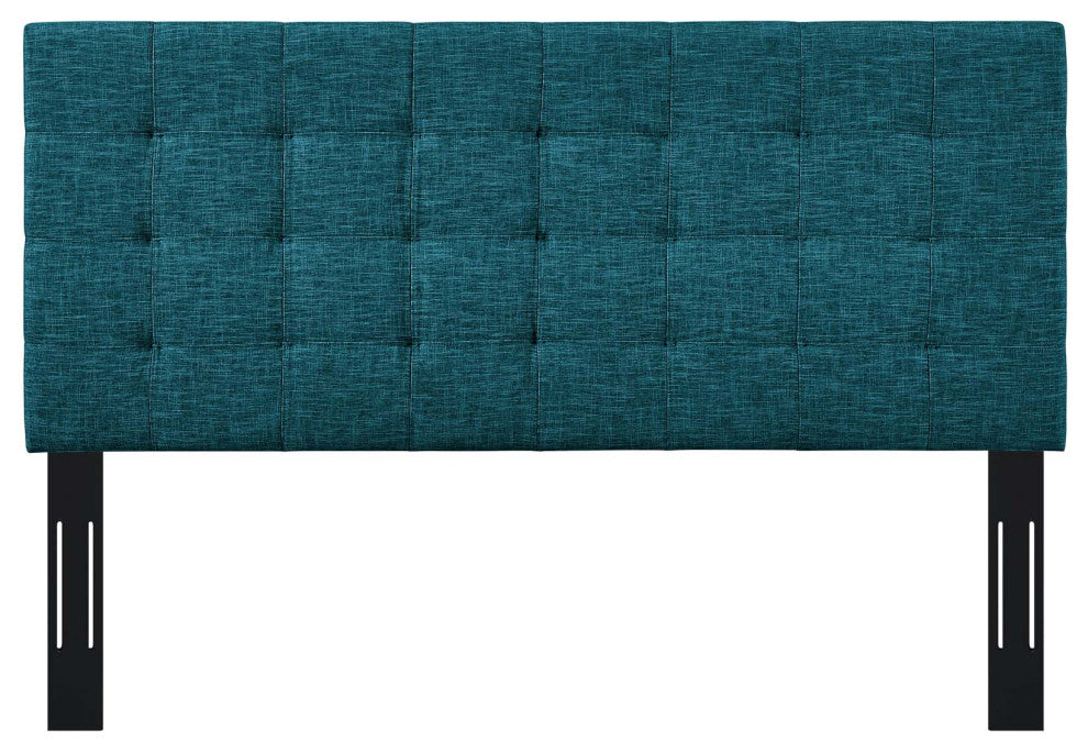 Contemporary Modern Bedroom Twin Size Tufted Headboard, Fabric, Aqua Blue