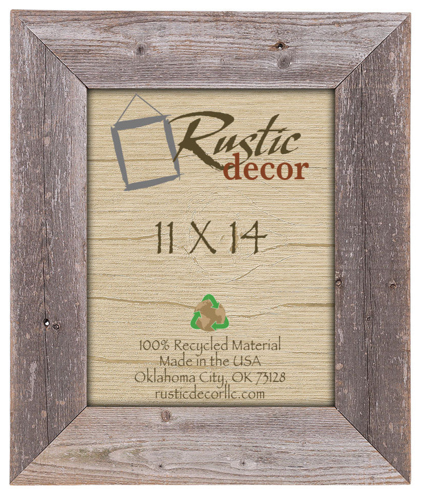 Catoosa Extra Wide Reclaimed Rustic Barn Wood Wall Frame, 11"x14"