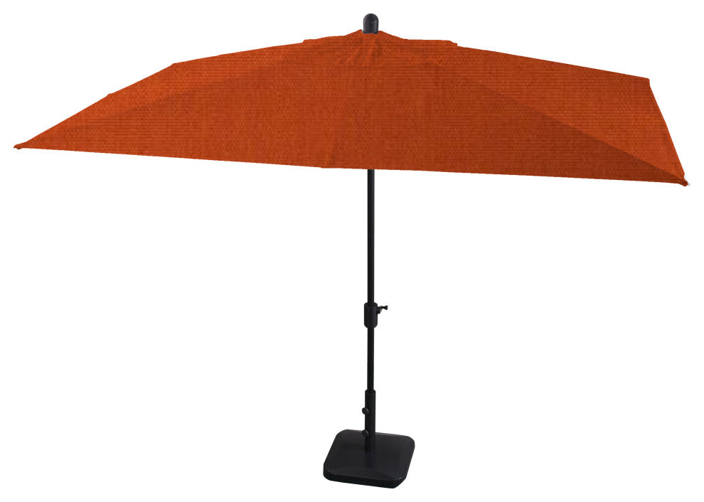 10'x6.5' Rectangular Auto Tilt Market Umbrella, Grey Frame, Sunbrella, Rust