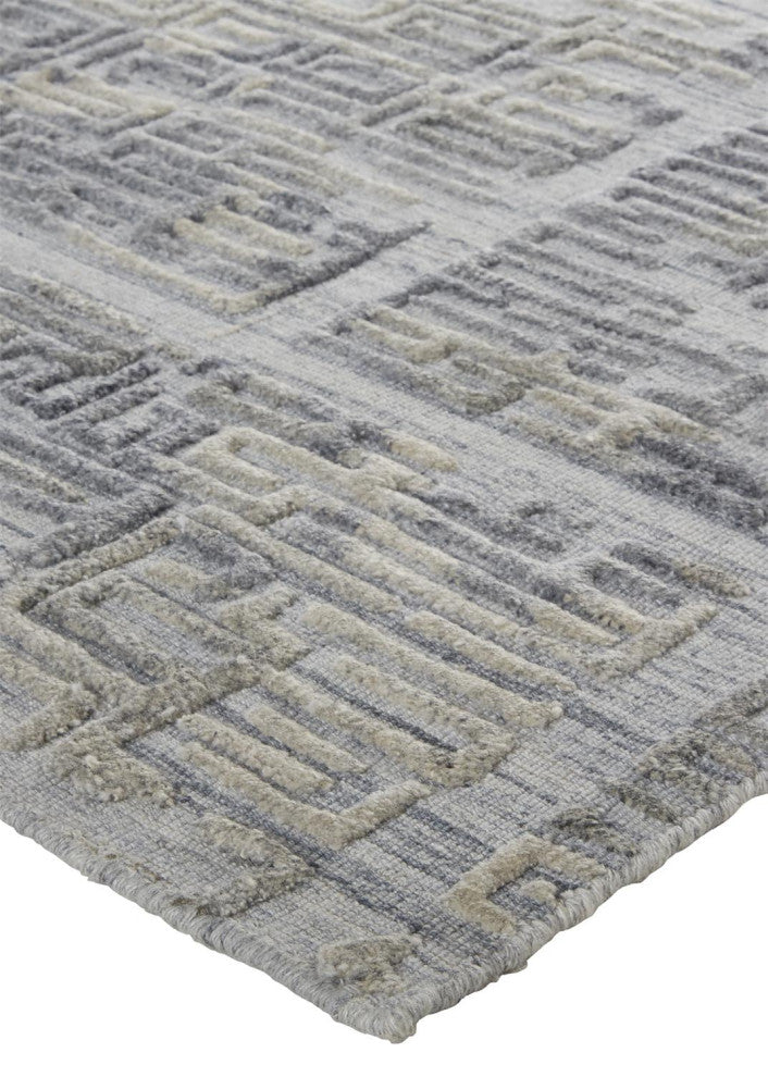 Huntley Luxe Geometric Maze Runner, Steel Gray, 2'9"x8'