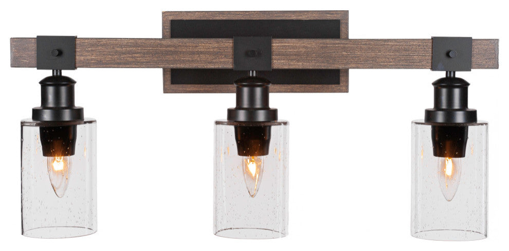 Tacoma 3-Light Bath Bar, Clear Bubble
