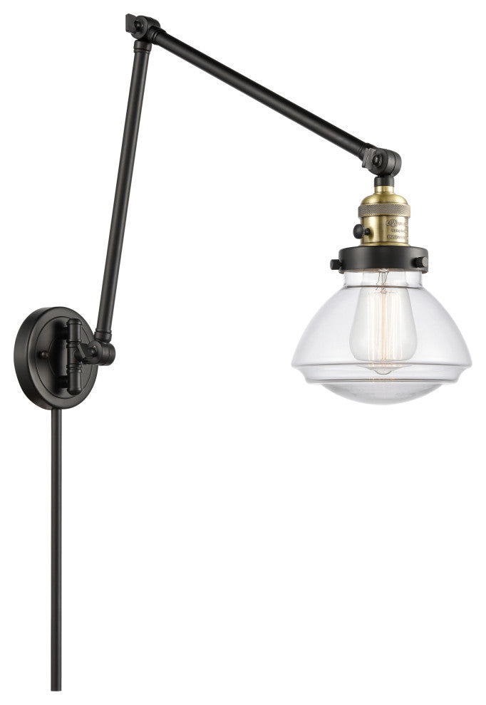 Olean Swing Arm With Switch, Black Antique Brass, Clear, Clear