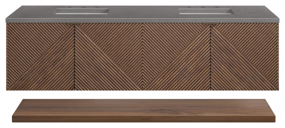 Marcello 72" Double Vanity, Chestnut, Grey Expo