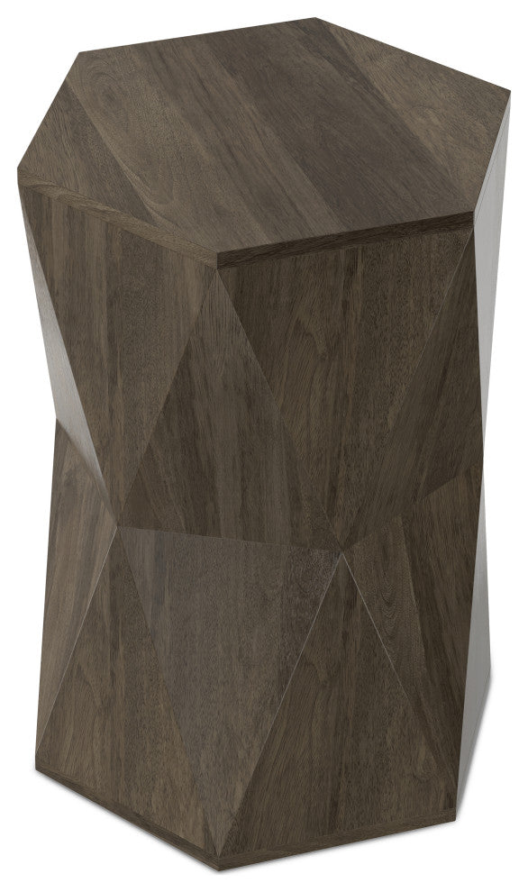 Mckinley Solid Mango Wood Side Table, Ash Grey