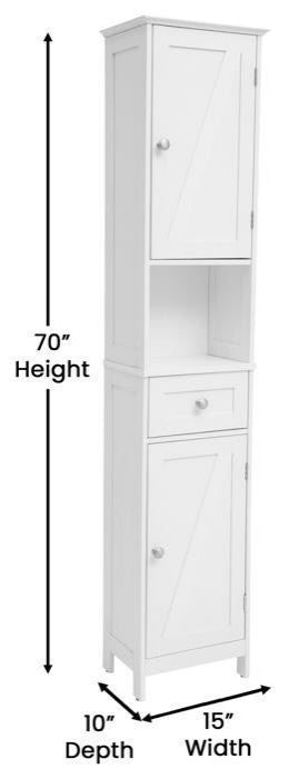 Dune Freestanding Bathroom Linen Tower Storage Cabinet, White