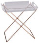 Benzara BM157340 22 Inch Acrylic Tray Table With X Metal Base, Copper