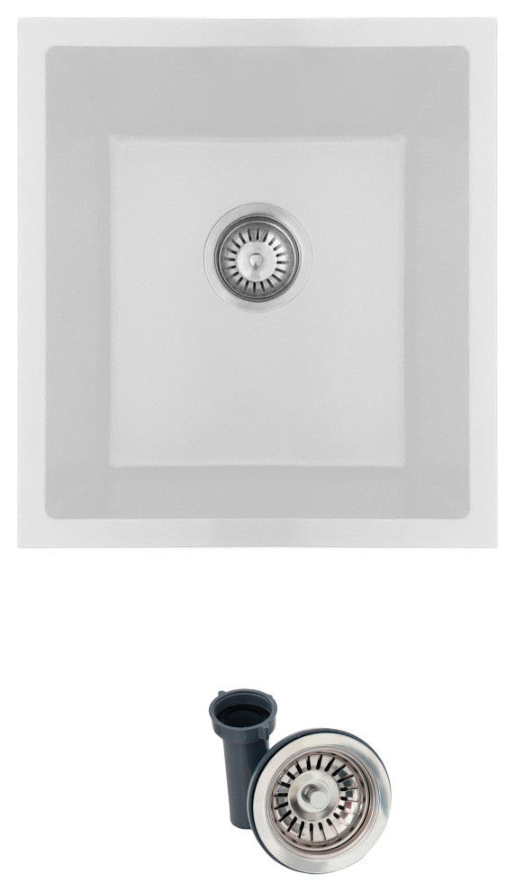 STYLISH 16"Dual Mount Single Bowl White Granite Kitchen Sink
