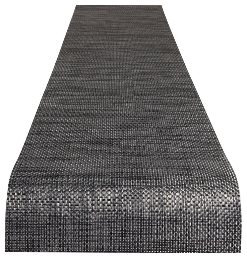 Basketweave Table Runner, Carbon