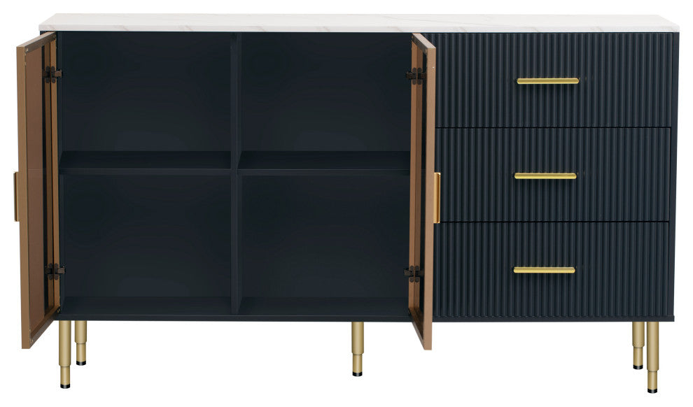 TATEUS 60" Modern Sideboard MDF Buffet Cabinet, Navy Blue