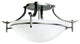 Semi Flush 3-Light, Antique Pewter, Satin Etched Glass