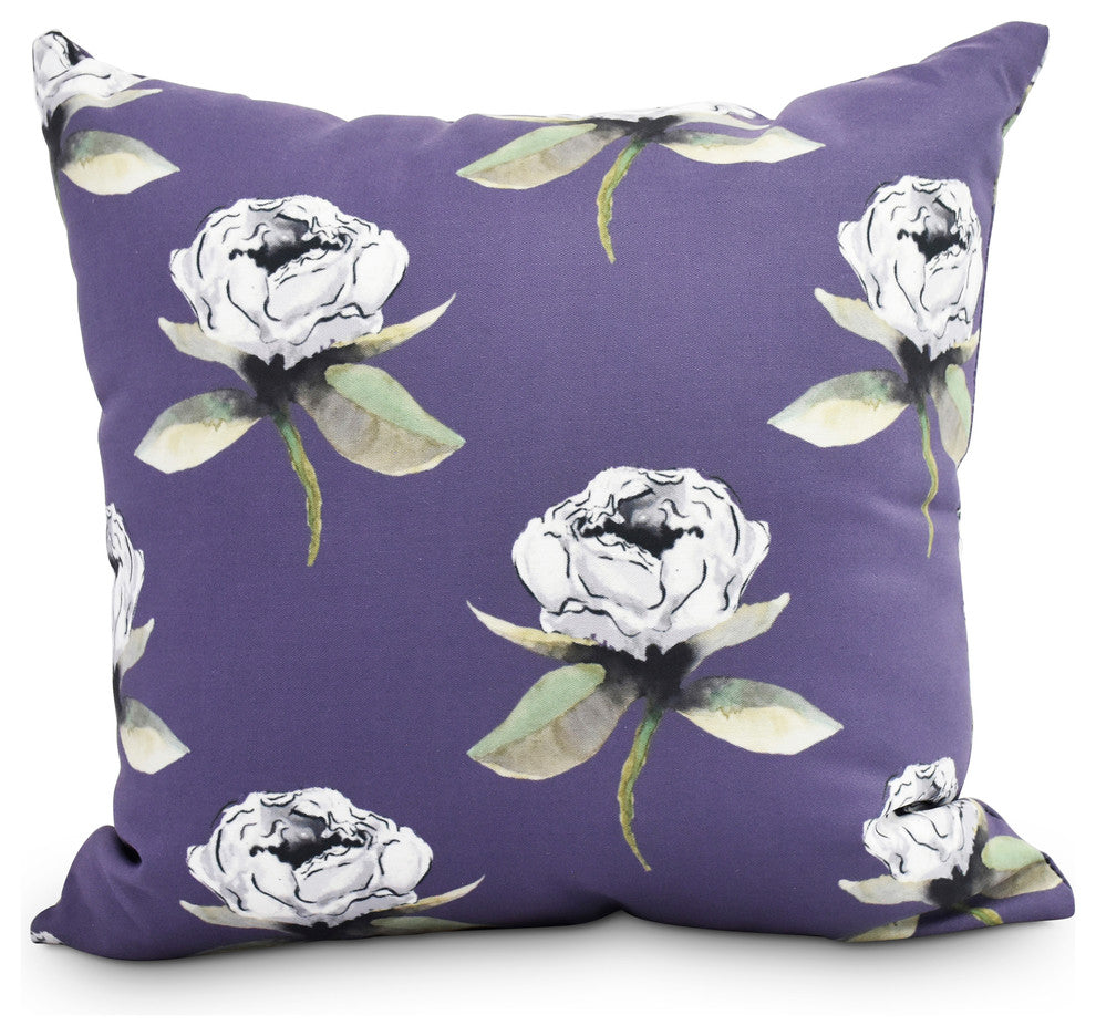 Floral Bunch 26" Purple Floral Print Decorative Throw Pillow