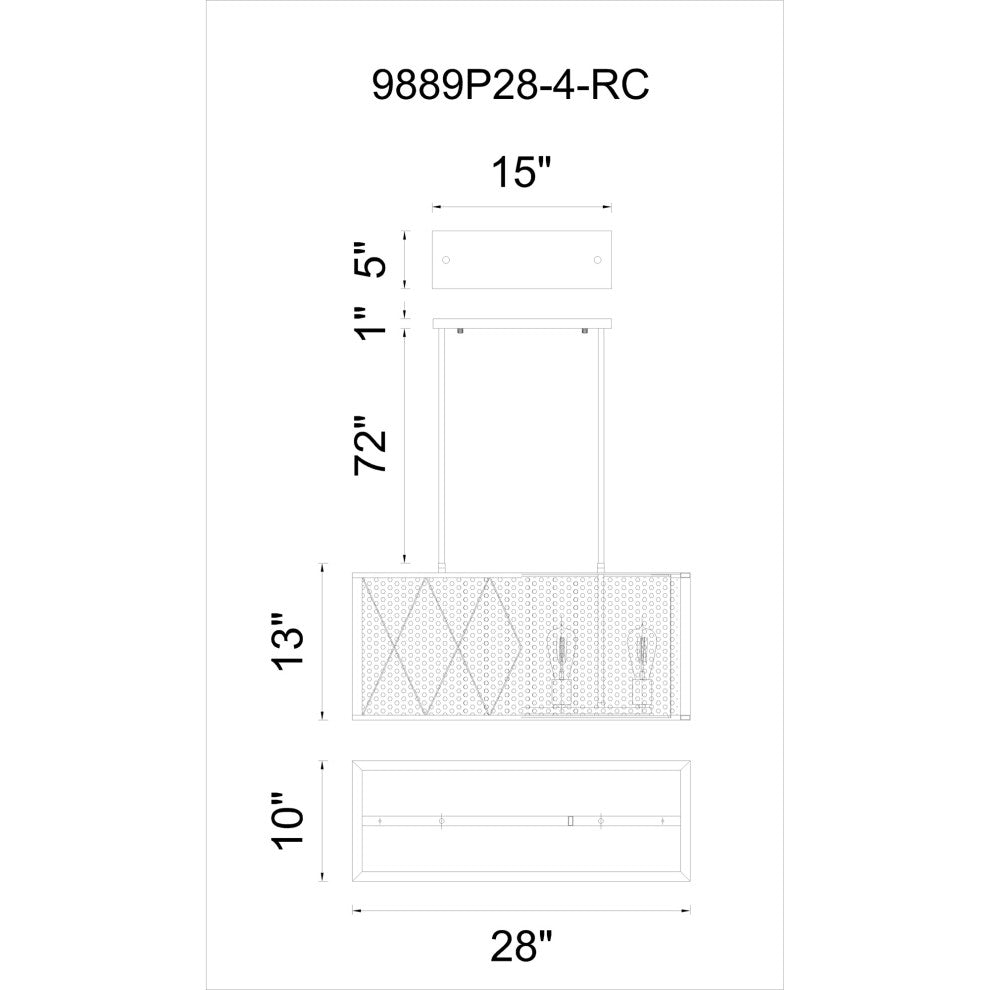 Tapedia 4 Light Up Chandelier With Black Finish