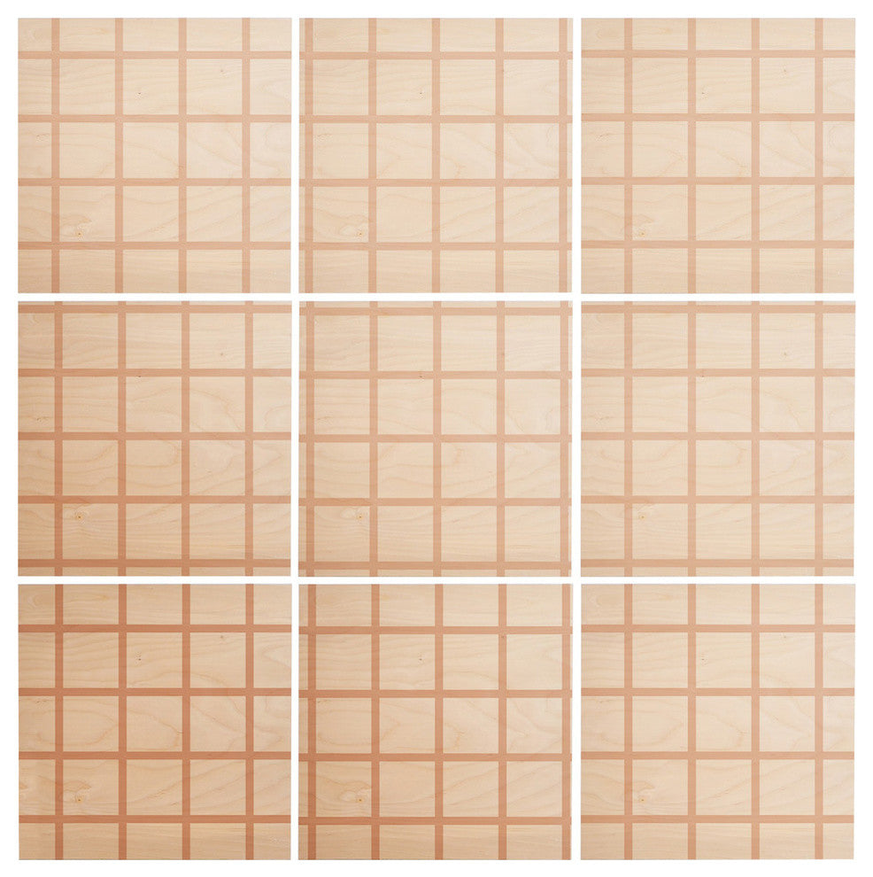 Deny Designs Little Arrow Design Co Blush Grid Wood Wall Mural, 3'x3'