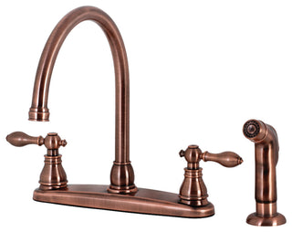 KB726ACLSP Centerset Kitchen Faucet With Side Sprayer, Antique Copper