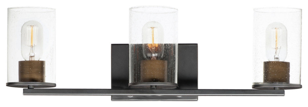 Maxim 11843CD Sleek 3 Light 24"W Bathroom Vanity Light - Antique Brass / Black