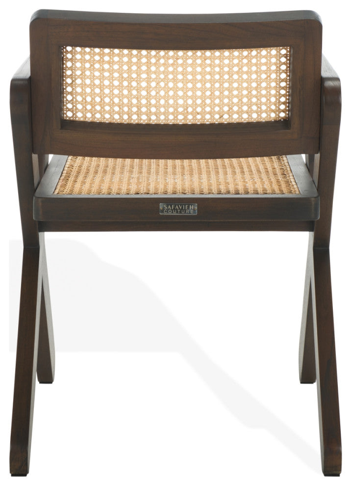 Safavieh Couture Tyrrell Rattan Dining Chair, Walnut/Natural