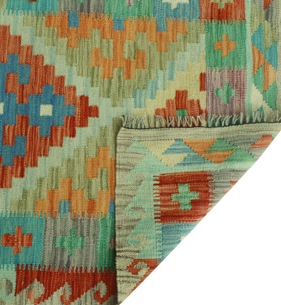 Sangat Kilim Lev Rust/Green Runner, 2'8x8'3