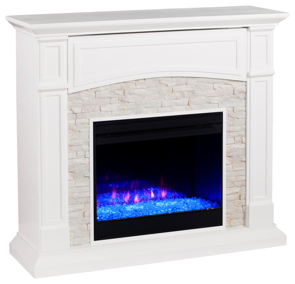 Savannah Color Changing Media Fireplace, White