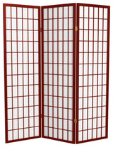5' Tall Window Pane Shoji Screen, Rosewood, 3 Panels