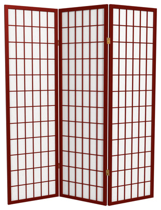 5' Tall Window Pane Shoji Screen, Rosewood, 3 Panels