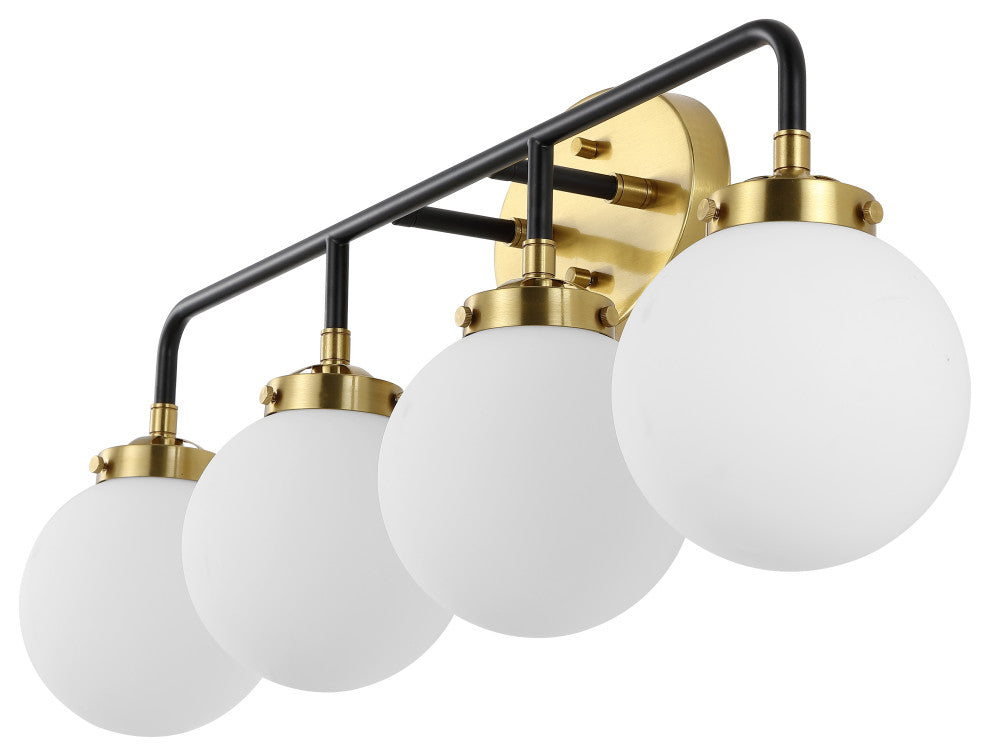 Caleb 30.75" 4-Light Contemporary Transitional Iron/Glass LED Vanity Light