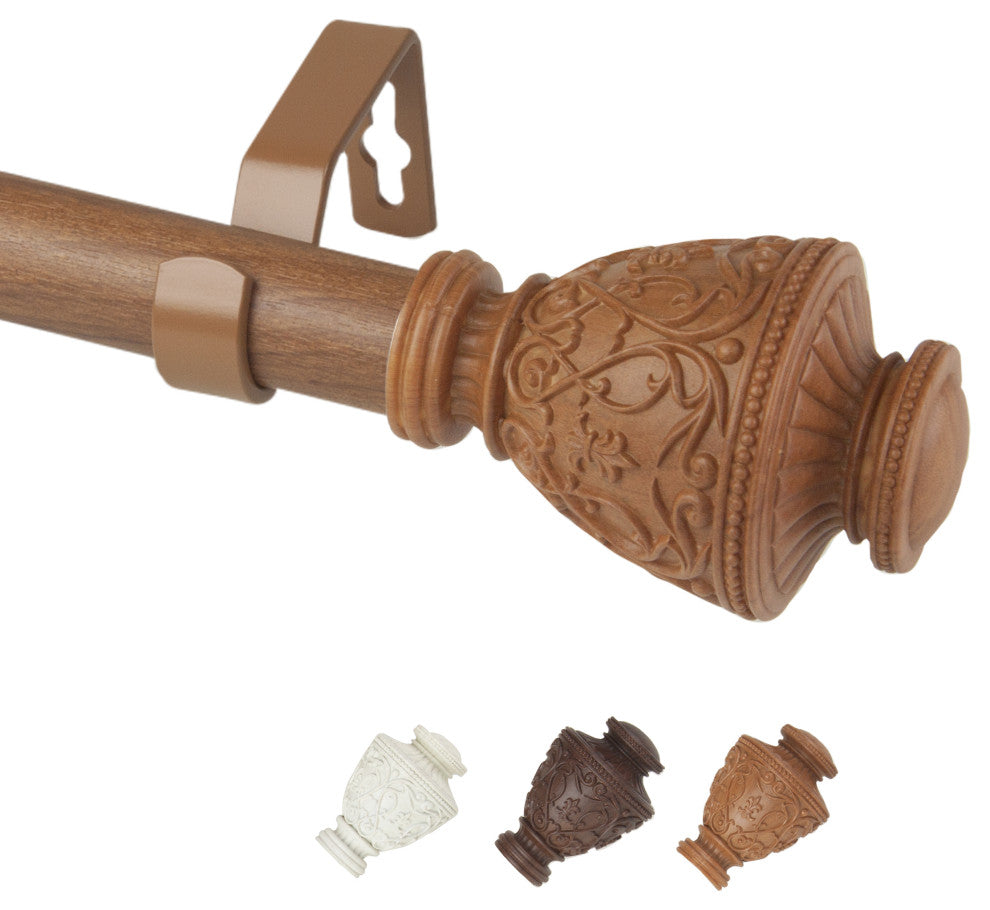Carolina 1" Diameter Curtain Rod, Chestnut, 120-170"