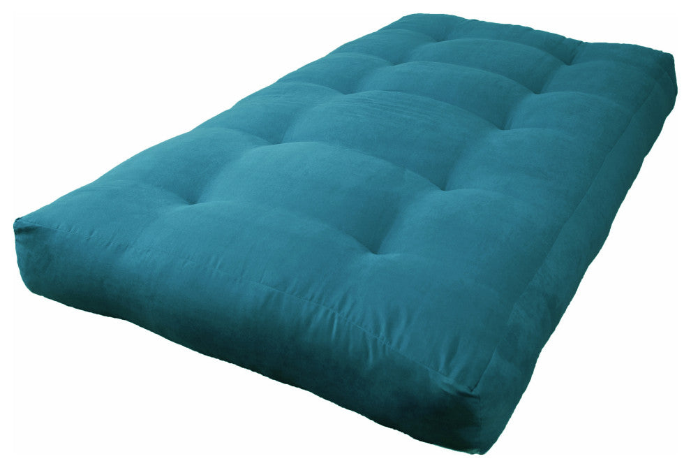 Blazing Needles Vitality 7" Microsuede Twin Futon Mattress, Aqua Blue