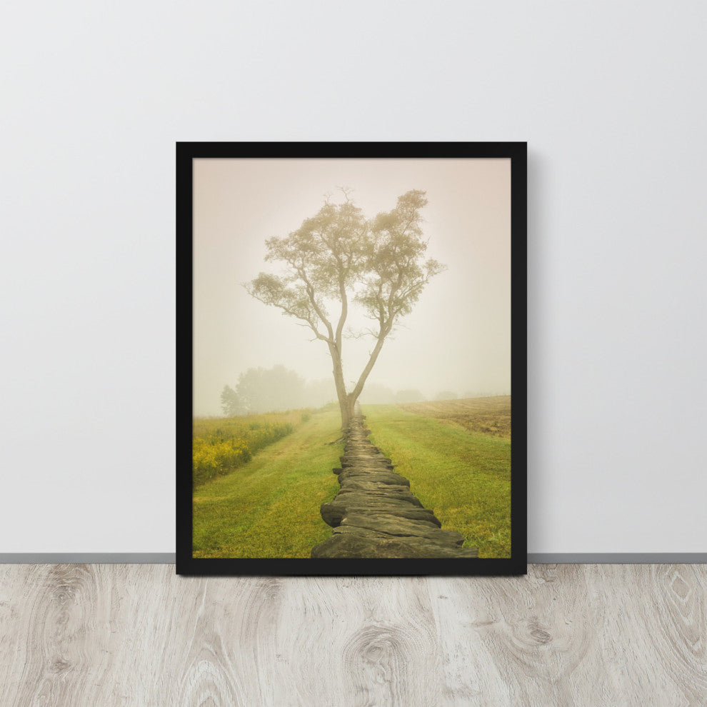 Calming Morning Rural Landscape Framed Photo Paper Wall Art Prints, Black, 16" X 20"